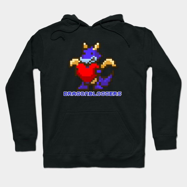 DragonBloggers Blue Pixel Dragon Heart Hoodie by Shopping Dragons